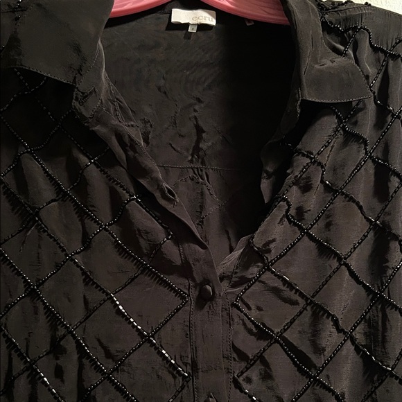 Elegant Beaded Black Women's Top - Picture 3 of 5